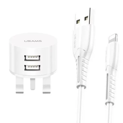 Usams Dual USB Ports Charger Kit Fast Charge Plug + Charging Cable - Image 8