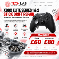 Xbox Elite Series 1 and Series 2 controller stick drift repair with standard joystick replacement at Tech Lab