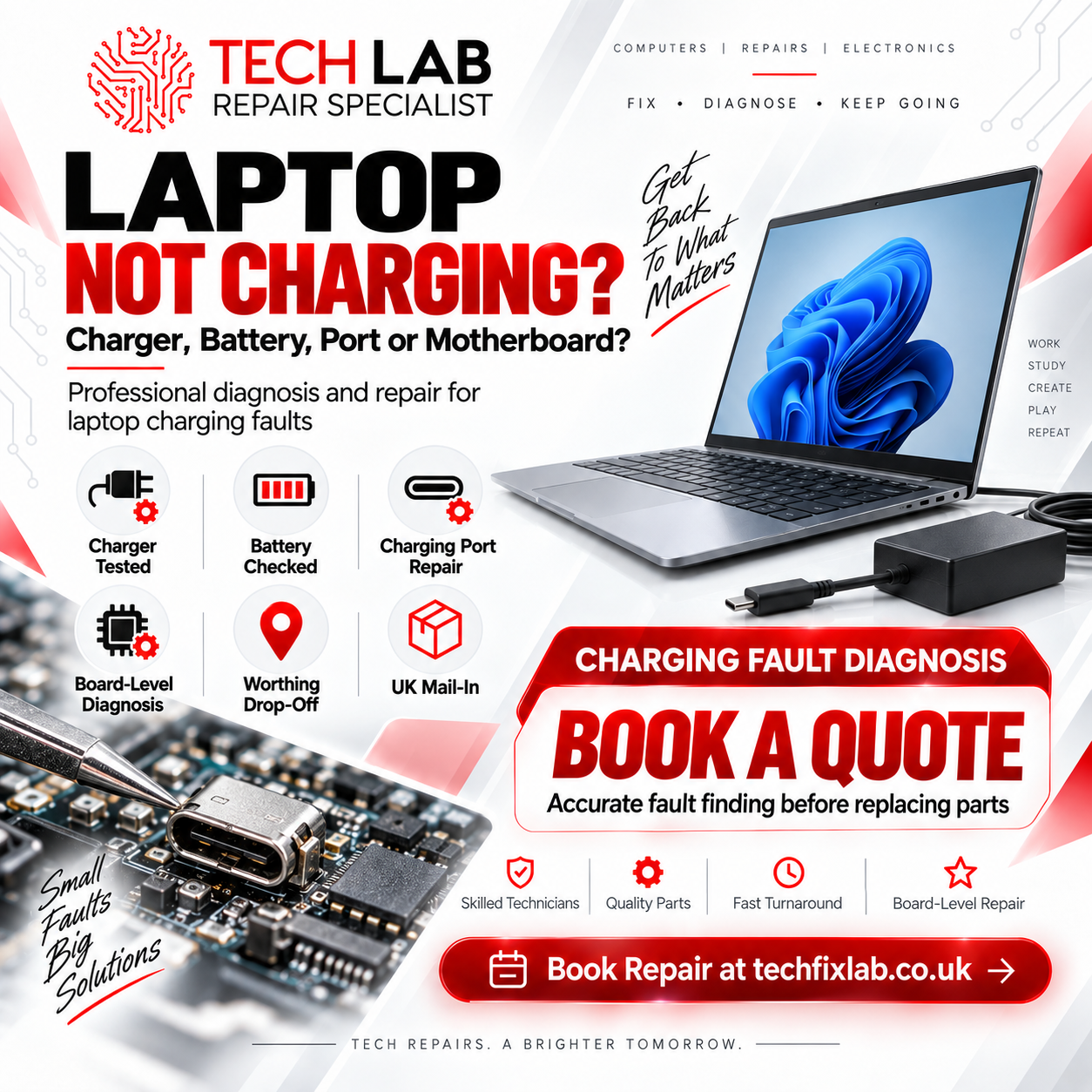 Laptop not charging repair guide by Tech Lab